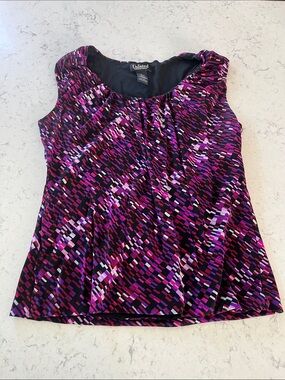 Kenneth Cole Women's Black and Purple Geometric Sleeveless Camisole